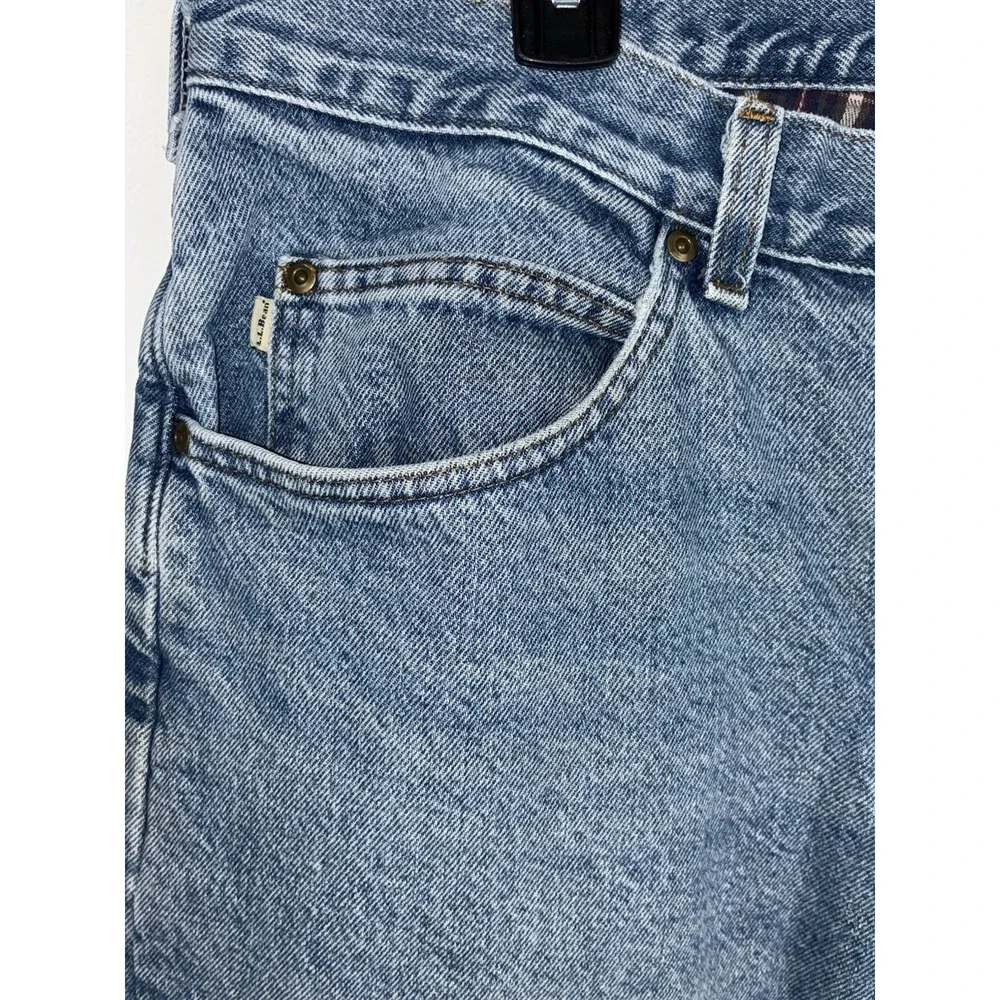 L.L.Bean Double L Men's Blue Denim Lined Jeans Natural Fit Straight Light Wash